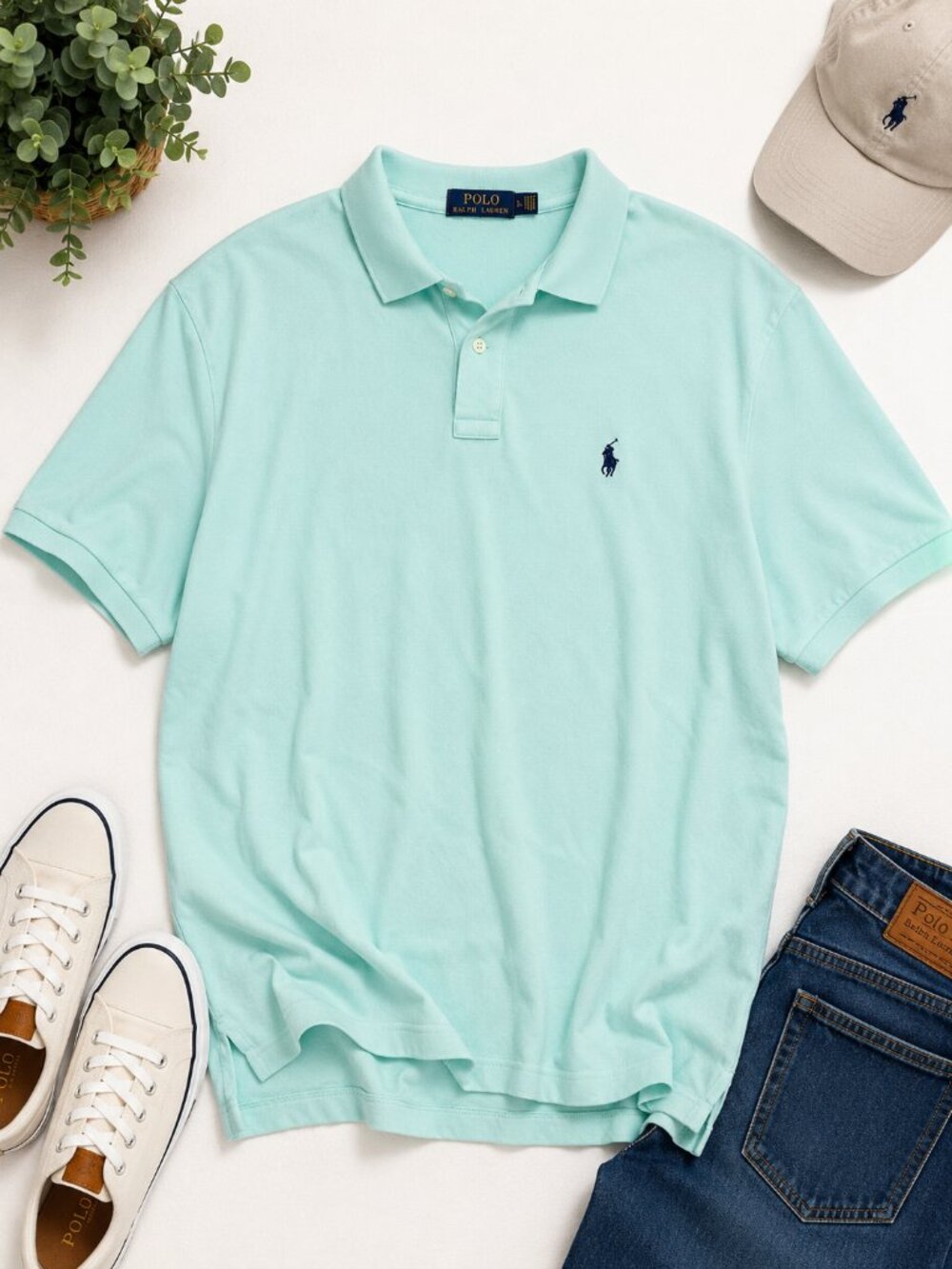 Polo Ralph Lauren Mint Green Polo Shirt Men's XL Classic Fit 100% Cotton